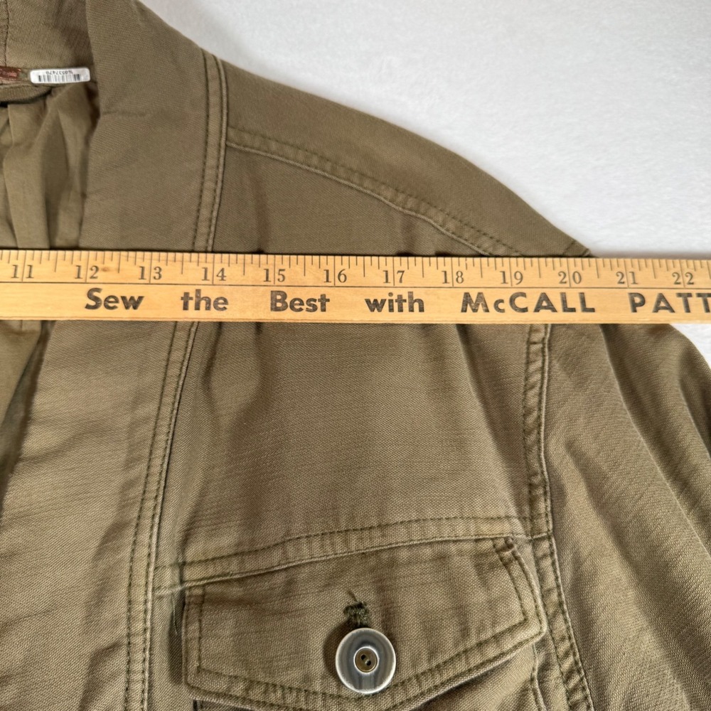 Free People Olive Green Cotton Blend Military Style Jacket Women's Small No Belt - Picture 7 of 11